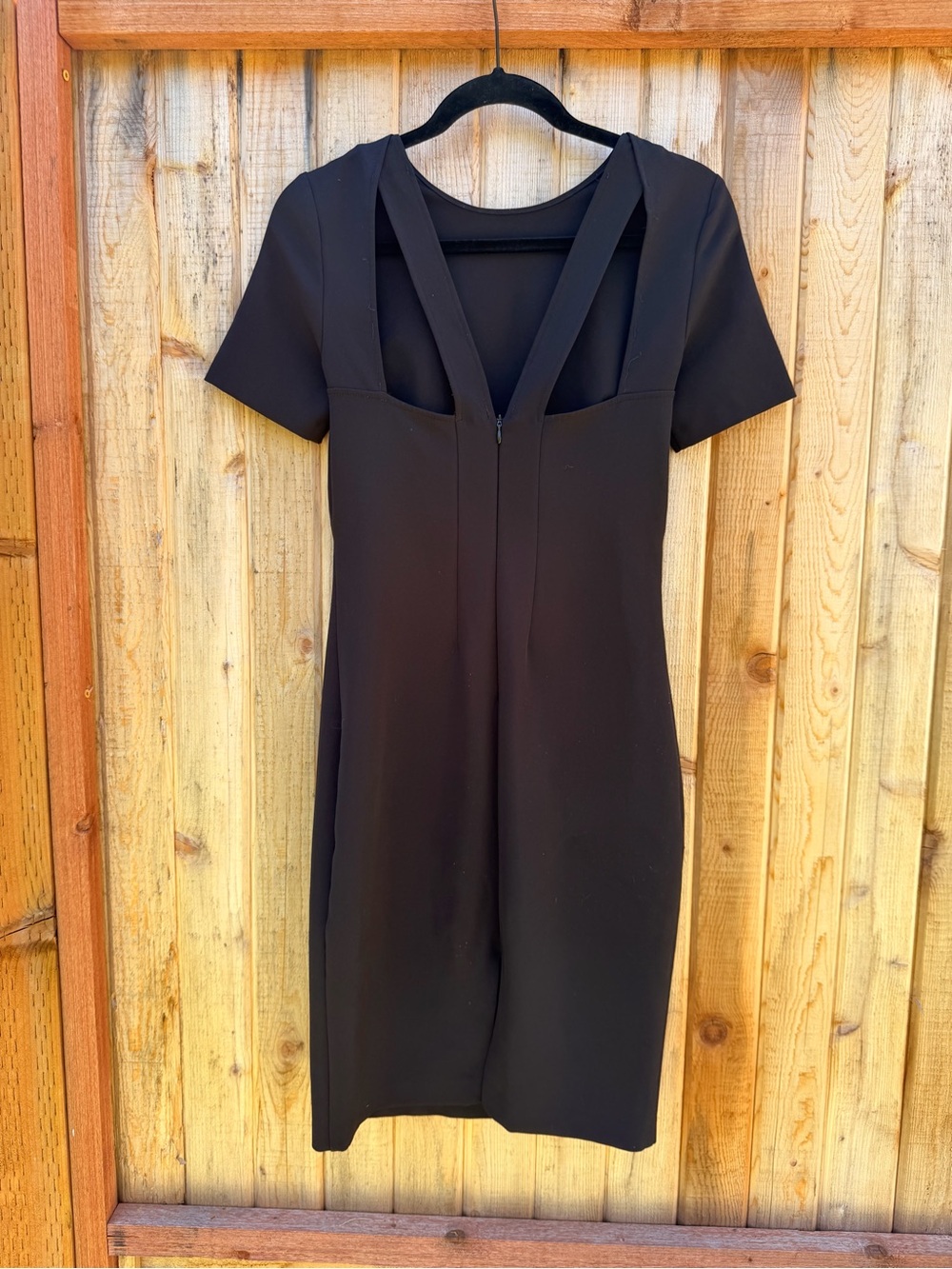 Zara Black Short-Sleeve Midi Sheath Dress